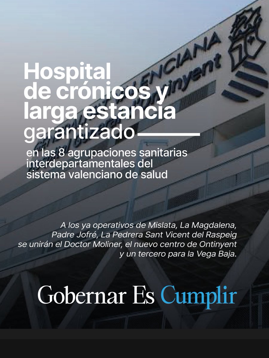 ppcv's tweet photo. Un hospital de crónicos y larga estancia para cada una de las ocho agrupaciones sanitarias interdepartamentales. Cuidado cercano para quien más lo necesita. #DPG2026 #GobernarEsCumplir https://t.co/GFHndIrNlC