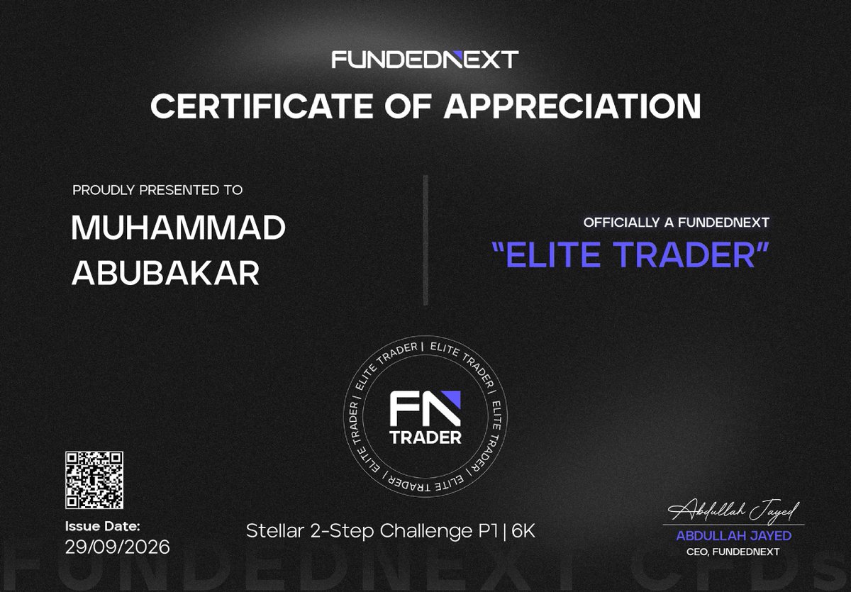 Jeeddafx's tweet photo. A Big congratulations to me on passing my 6k phase 1 last week and I was given the phase 2 this morning...
Gues what, I just completed it just now,  waiting for 4 tradingdays to be marked up and head to funded. I dedicate this achievement to 
@Aeroonfx 
@FundedNext https://t.co/blq4aeAXKj