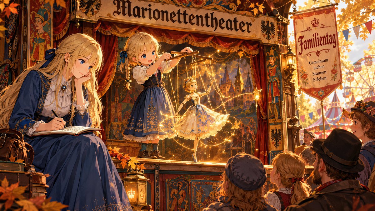 AyuHiroyuki's tweet photo. Ik sitt bi Bühn; Holtfiguur danzt.
Kind höllt Fäden in lütte Hand.
Eerst geiht allns krumm un scheef.
Denn sweevt de Danz ganz licht.
Kind lacht hell; Traum treckt mit.
Heut schriev ik - mien Faden-Lied!
#FadenLied #Marionettentheater #Familientag #DiePreußischePoetin https://t.co/sijl5qY2rJ