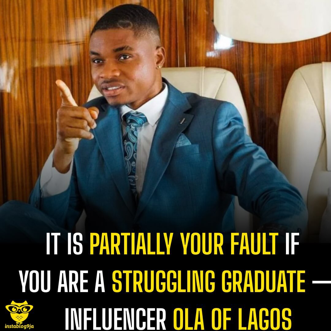 instablog9ja's tweet photo. It is partially your fault if you are a struggling graduate – Influencer Ola of Lagos 

Influencer Ola of Lagos has advised graduates struggling to secure opportunities to be persistent and demonstrate seriousness when seeking employment. 

Speaking on TheKKShow podcast, he explained that some of his staff members got their jobs by consistently reaching out to him through direct messages. 

“To people that are graduates that are still struggling, it’s partially your fault.“ 

Ola of Lagos also stressed that getting an opportunity to work with a successful person does not mean instant wealth, urging people to understand that growth takes time. 

“You have to understand that it’s a process. Elon Musk can be paying you $200 in a month because he has trillions of dollars or billions of dollars. Doesn’t mean he go pack everything give you.” 

“You have to understand that Elon Musk is trying to go to another level too, and if you really want to go with him, you have to calm down.” 

He further encouraged job seekers and employees to remain patient and trust the process. 

“People should calm down. They should trust the process. Calm down. This is what I’m talking about here. Every CEO can relate, even yourself… You need to calm down.”