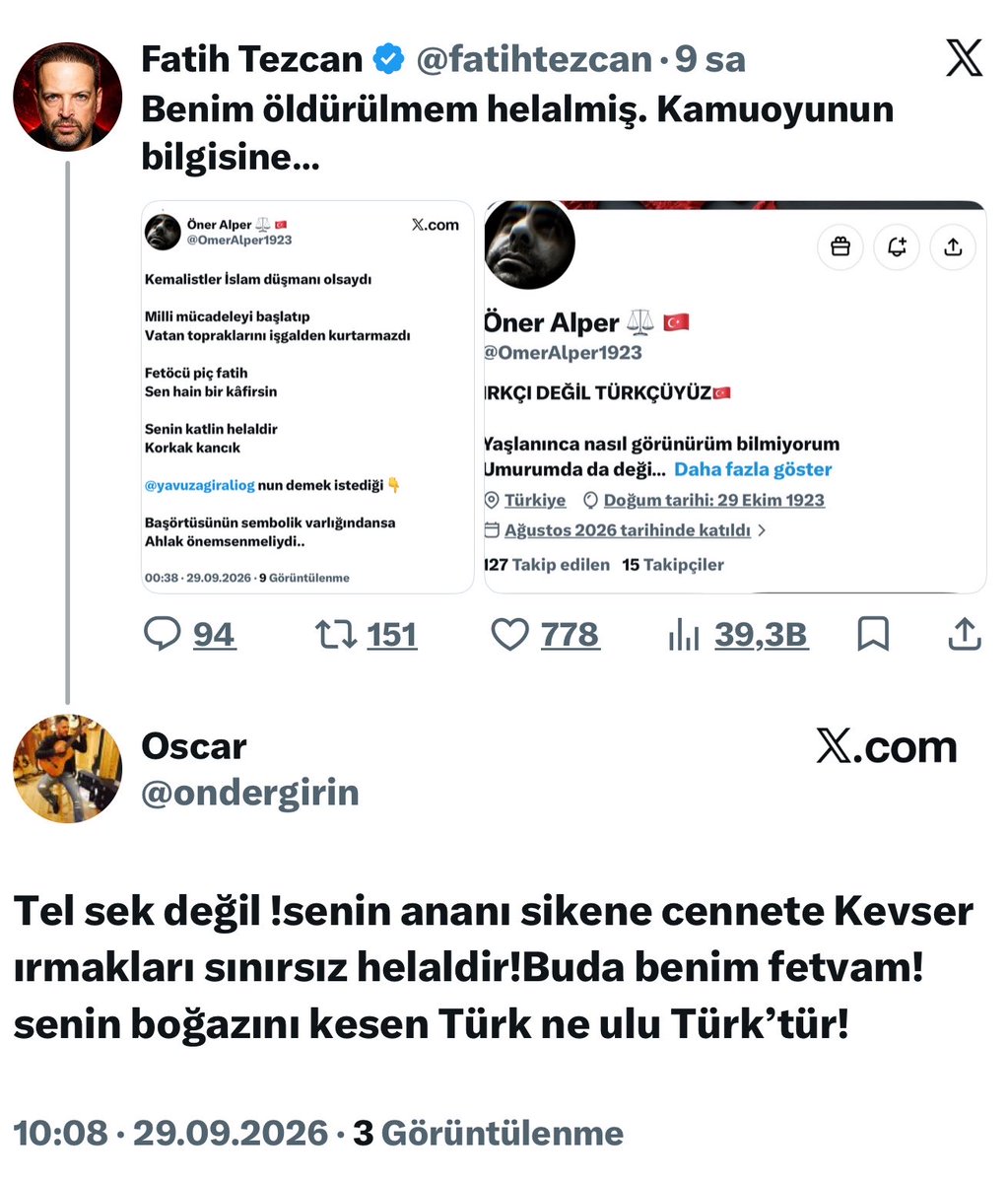 fatihtezcan's tweet photo. Bunu yazamıyorum bile… Annemin öldüğünü bilmiyor… Bunlar bot değil Kemalist Ümit Özdağ’cılar… Bunlar bu ülkeyi yönetmek istiyorlar… Müslüman Türkler’e bunu diyenlerin kimin beslemesi olduğu hâlâ soru işareti mi?
Kemalizm ve Siyonizm yasaklanmalıdır. https://t.co/1B4BSJV2ji