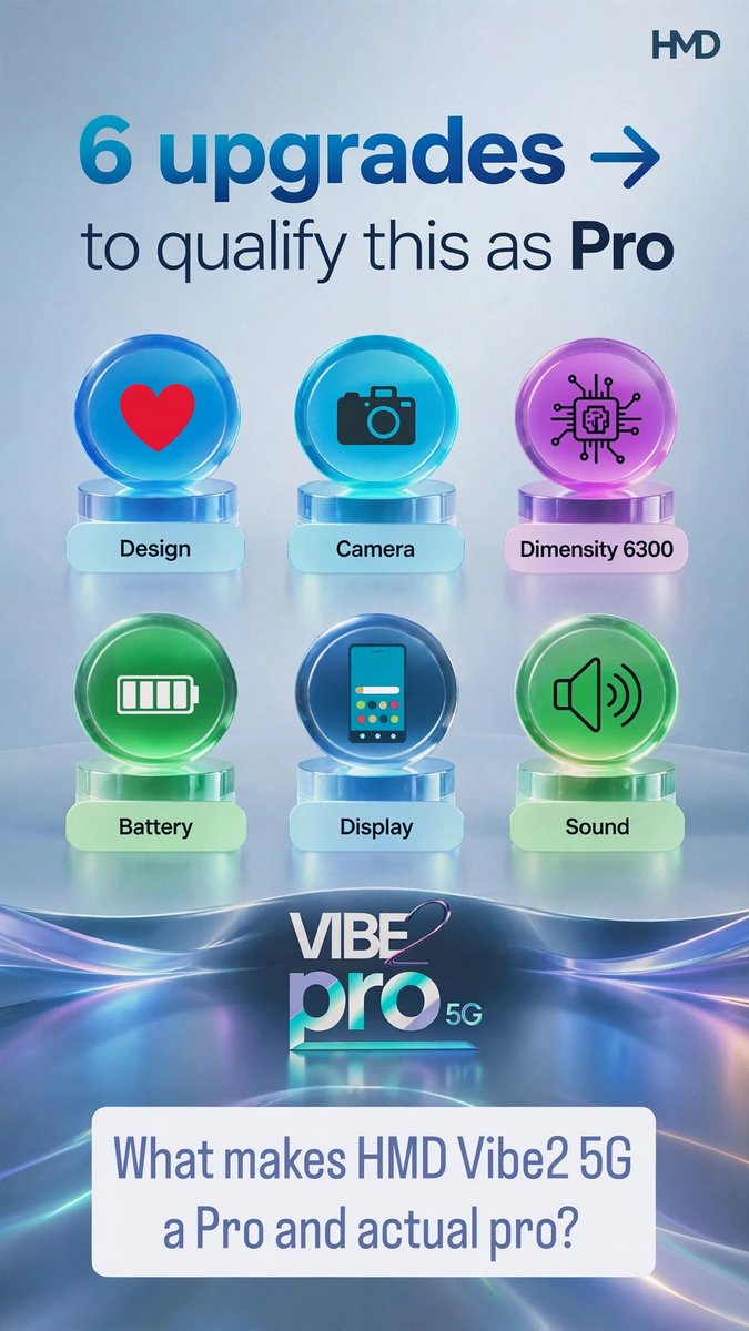 HMDdevicesIN's tweet photo. What makes HMD VIBE2 5G Pro a Pro!
#HMD #HMDIndia #HMDPro #Vibe2Pro #Vibe #gottafeelit https://t.co/ZuGZf0pbMH