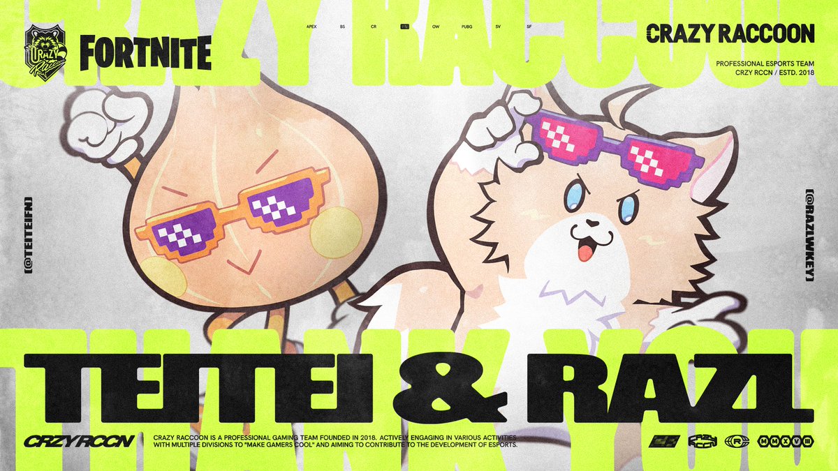 crazyraccoon406's tweet photo. 【Fortnite部門 脱退のお知らせ】

この度、Fortnite部門所属の
・TEITEI(@TEITEIFN)
・Razl(@Razlwkey)
が脱退する運びとなりました事をご報告させていただきます。

Crazy Raccoonへの尽力に感謝すると共に、今後のご活躍をお祈り申し上げます。

※尚、TEITEI・Razlのグッズに関しましては【2026年10月31日】までの販売を予定しております。