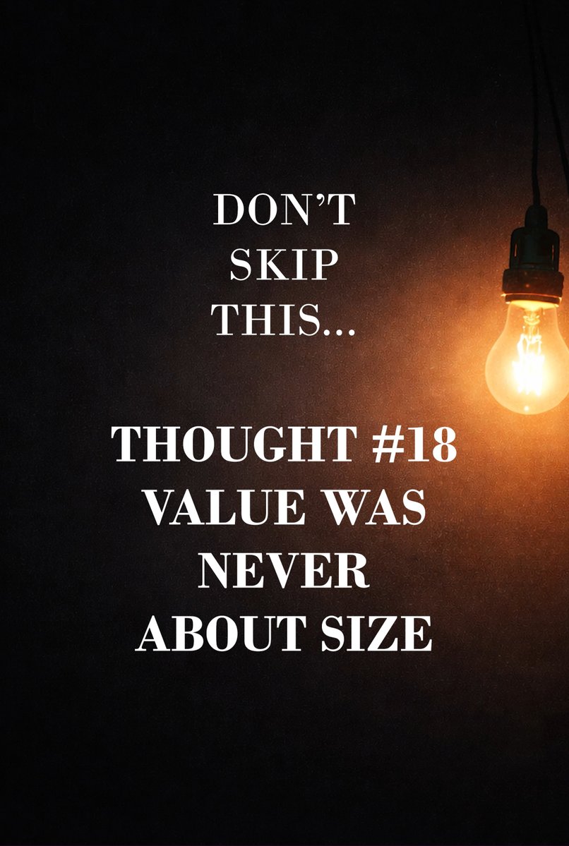 Tomissslavvv's tweet photo. Some thoughts hit harder when you sit with them 🧠
Or sometimes, the truth isn't loud; it just stays with you 💭
This might be one of them 💯

DON'T SKIP THIS… ⚠️
THOUGHT #18: VALUE WAS NEVER ABOUT SIZE

No right answer here – just your honest https://t.co/vwOncFextN