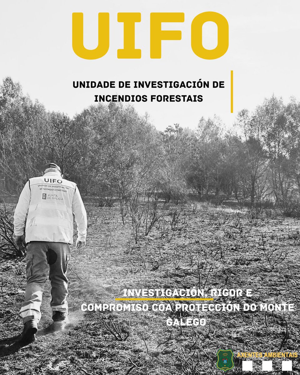 APRAFOGA's tweet photo. 🔥 O LUME APÁGASE. AS PEGADAS QUEDAN.

🔎 A UIFO dos Axentes Ambientais de Galicia investiga cada incendio para localizar o punto de inicio, analizar os vestixios e determinar as causas.

🧵 1/2

#UIFO #IncendiosForestais #Galicia https://t.co/6tP0CzMm3f