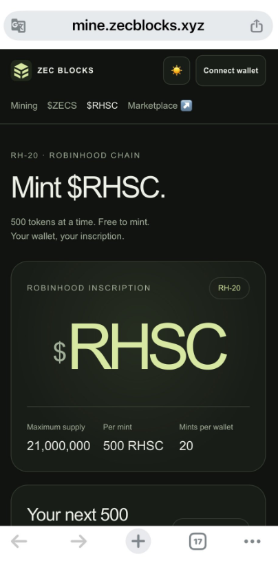 FreeAirdrop_eth's tweet photo. Brothers, charge ahead, quickly claim 💲RHSC, Robinhood Robinhood Chain free token airdrop, go claim
@ZEC_BLOCKS

Total supply 21 million, seems like some are still left, hurry up, one wallet can claim 20 times, 500 tokens each time  https://t.co/nKlHkjISjU

#Blocks #airdrop https://t.co/I65H9KJvwf