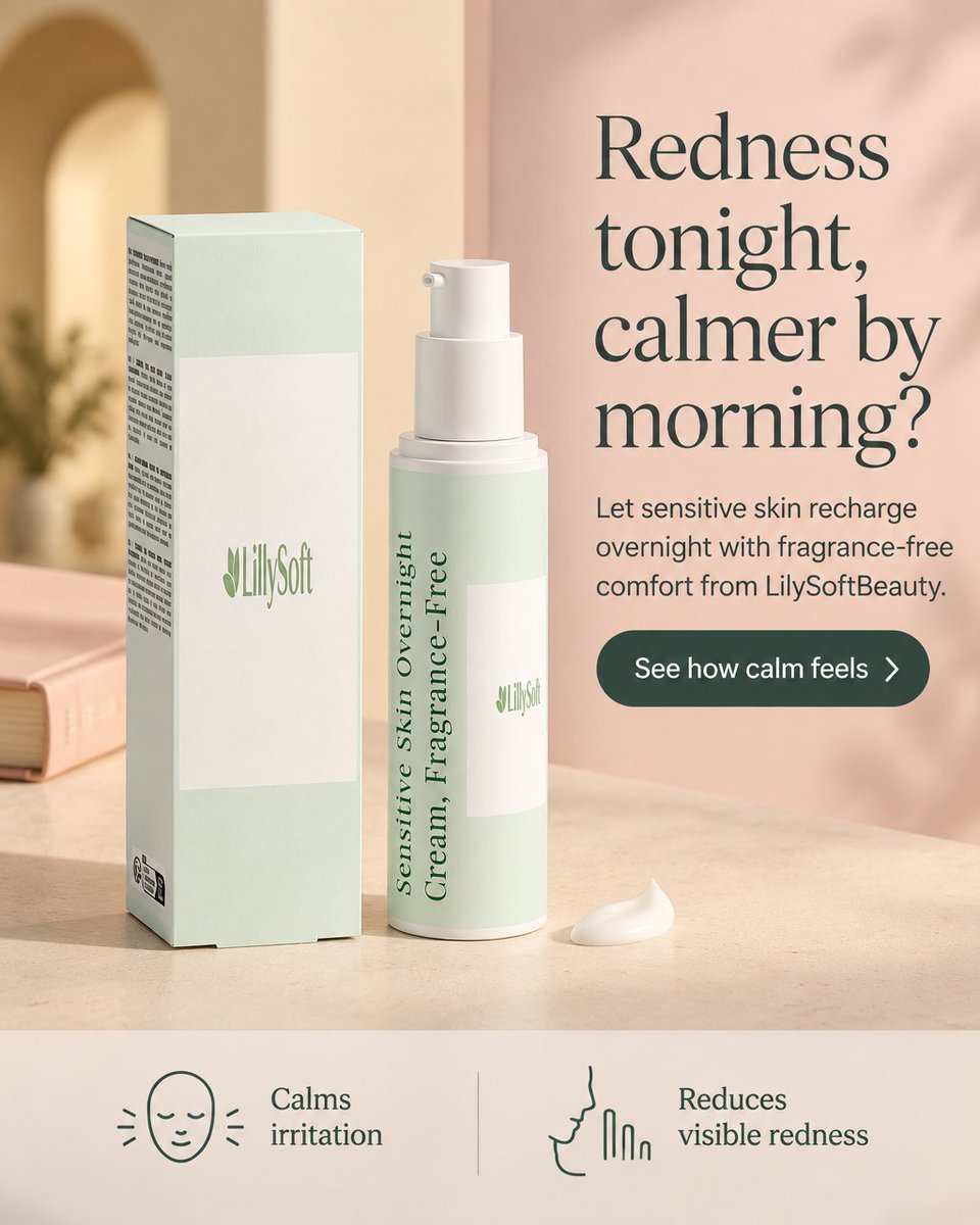lilysoftBezi's tweet photo. Quiet care for sensitive nights — fragrance-free overnight cream soothes redness and helps skin recover while you rest. Wake calmer, softer and more even. £14. #Skincare #SensitiveSkin Tap the link in bio. https://t.co/8eqKikFw8R