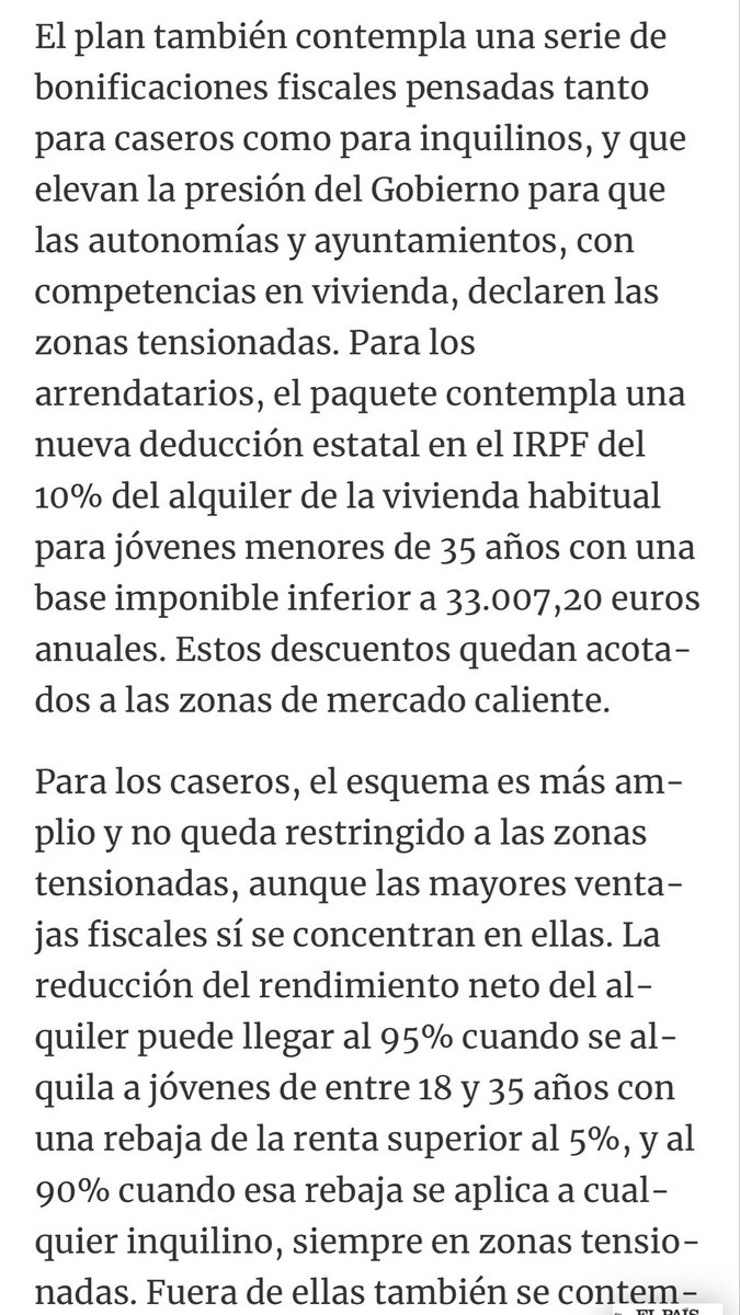 RaulSolisUE's tweet photo. A los inquilinos (solo menores de 35 años) le van a rebajar solo el 10% del IRPF, a los caseros (sin límite de edad) el 100%. https://t.co/wkGqG2YeQR