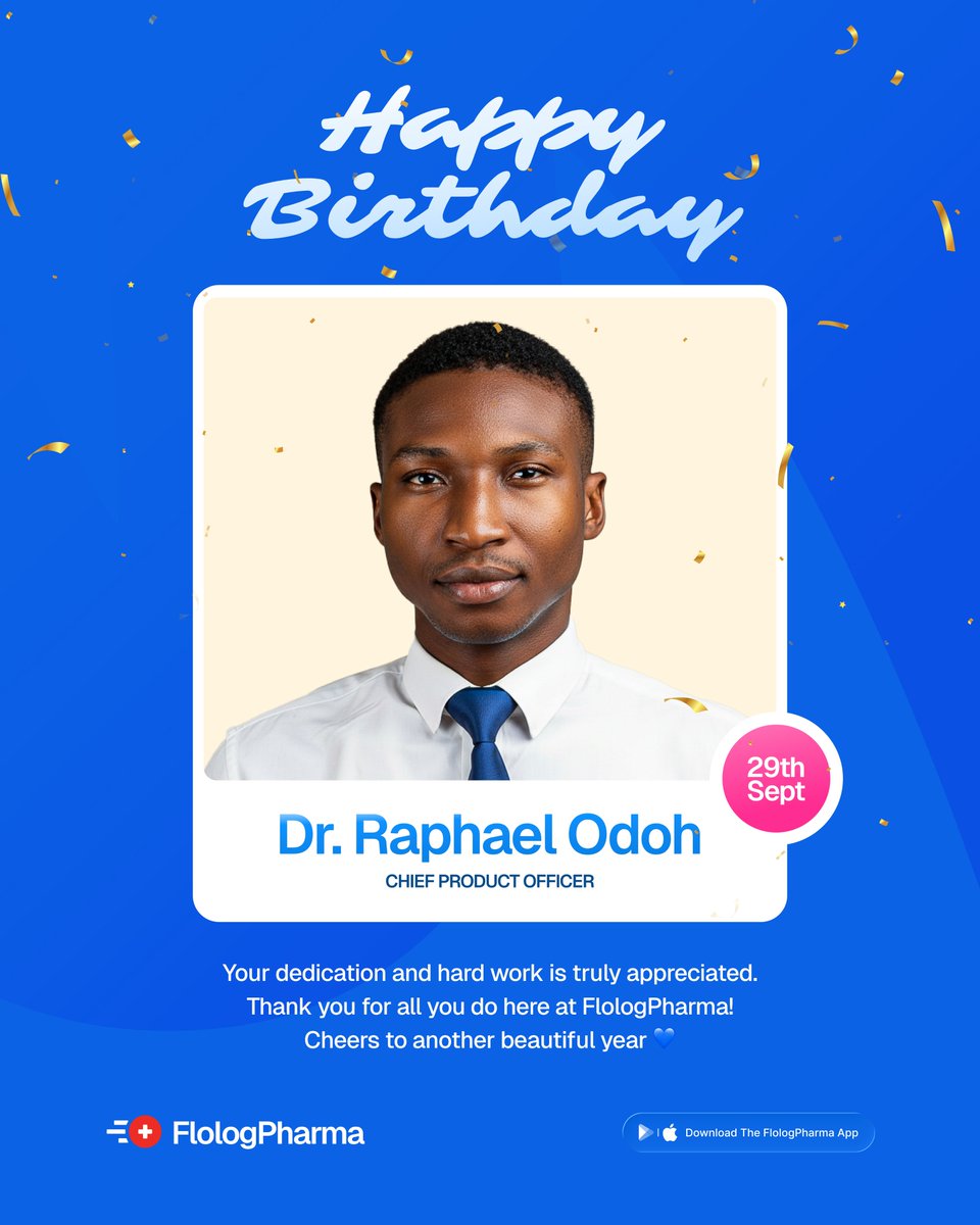 Flologhq's tweet photo. Today, we’re celebrating Dr. Raphael Odoh, our Chief Product Officer! 🥳

Thank you for your dedication, hard work, and the thought you put into helping us build a better FlologPharma. We truly appreciate all that you do.

Happy Birthday, Dr. Raphael! Have an amazing year ahead! https://t.co/TpMnmv9CG4