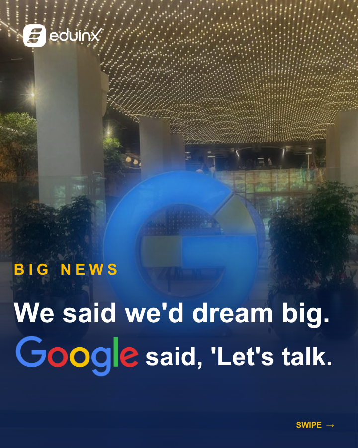 EduinxA's tweet photo. EduInX dreamed of transforming careers. Google believed in the vision. ๐
Proud to announce our partnership with Googleโa milestone that strengthens our mission to deliver industry-relevant learning, modern tools, and real-world skills.
#EduInX #Google #AIEducation #EdTech https://t.co/9u200o8Sej