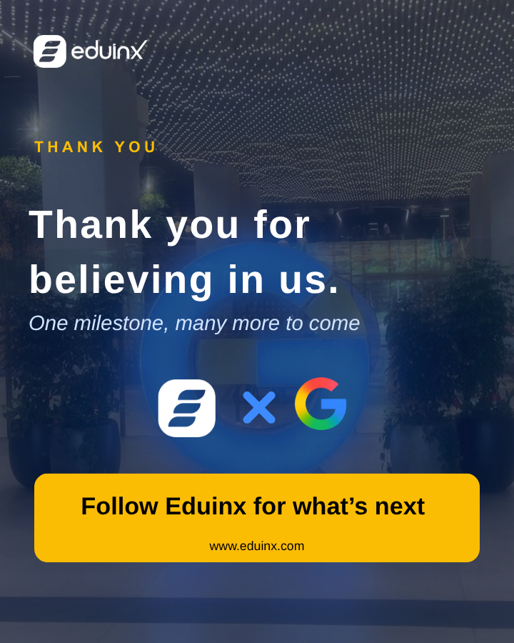EduinxA's tweet photo. EduInX dreamed of transforming careers. Google believed in the vision. ๐
Proud to announce our partnership with Googleโa milestone that strengthens our mission to deliver industry-relevant learning, modern tools, and real-world skills.
#EduInX #Google #AIEducation #EdTech https://t.co/9u200o8Sej
