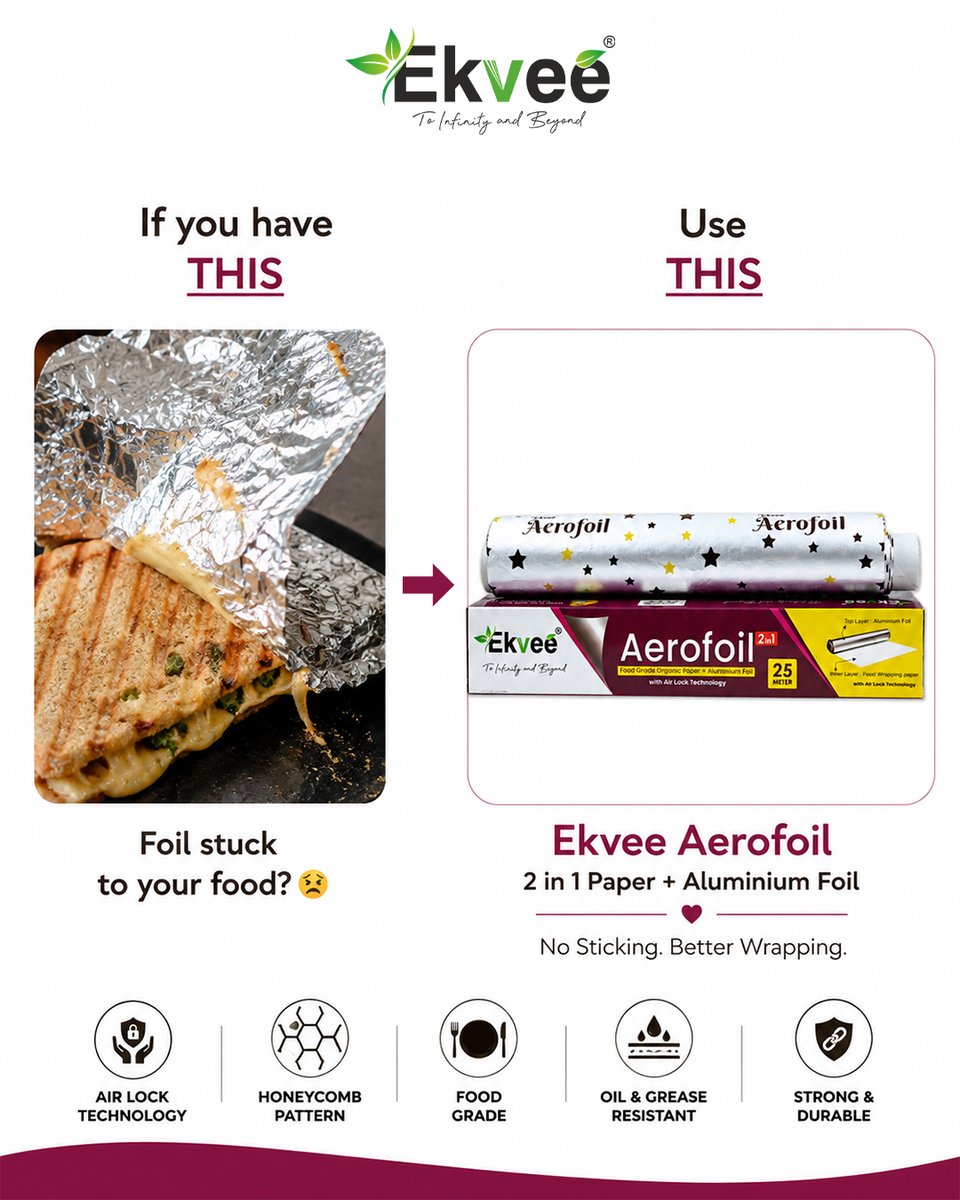 EkveeFoodwrap's tweet photo. One brand. Three kitchen essentials. 💚

✨ Foodwrap – Wrap it fresh.
✨ Foodbake – Bake it better.
✨ Aerofoil – Protect it smarter.

From everyday wrapping to baking &amp; food protection — Ekvee has you covered! 🥪🍪✨
.
.
.
.
#ekvee #instagood #trending #fyp #explorepage https://t.co/ttqRkTU0o8