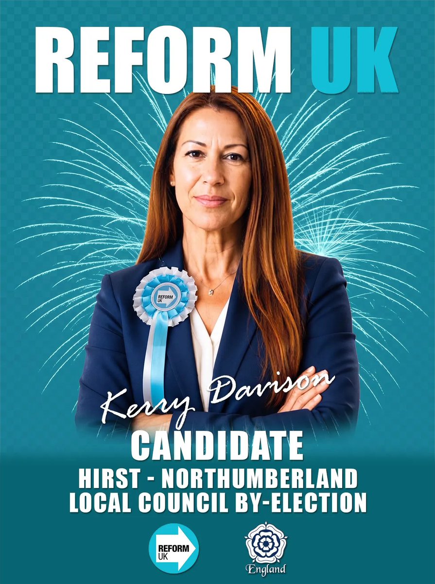 Verbal_Vortex's tweet photo. Kerry Davison is back, and she can win Hirst for Reform UK.

A proud coal miner’s daughter, Kerry lost her last race in Ashington Central in May 2025 by a heart-breaking 6 votes. Labour are the narrow favourites, but this council seat is completely within reach.

The bad news: A spoiler candidate from Restore Britain risks splitting the anti-Labour vote. We cannot let a handful of votes cost us victory again.

Make sure everyone you know turns out this Thursday, 1 October. Results drop 2 October.

Don’t split the vote. Back Kerry Davison! Vote Reform. 🇬🇧

#ReformUK #Northumberland #Hirst