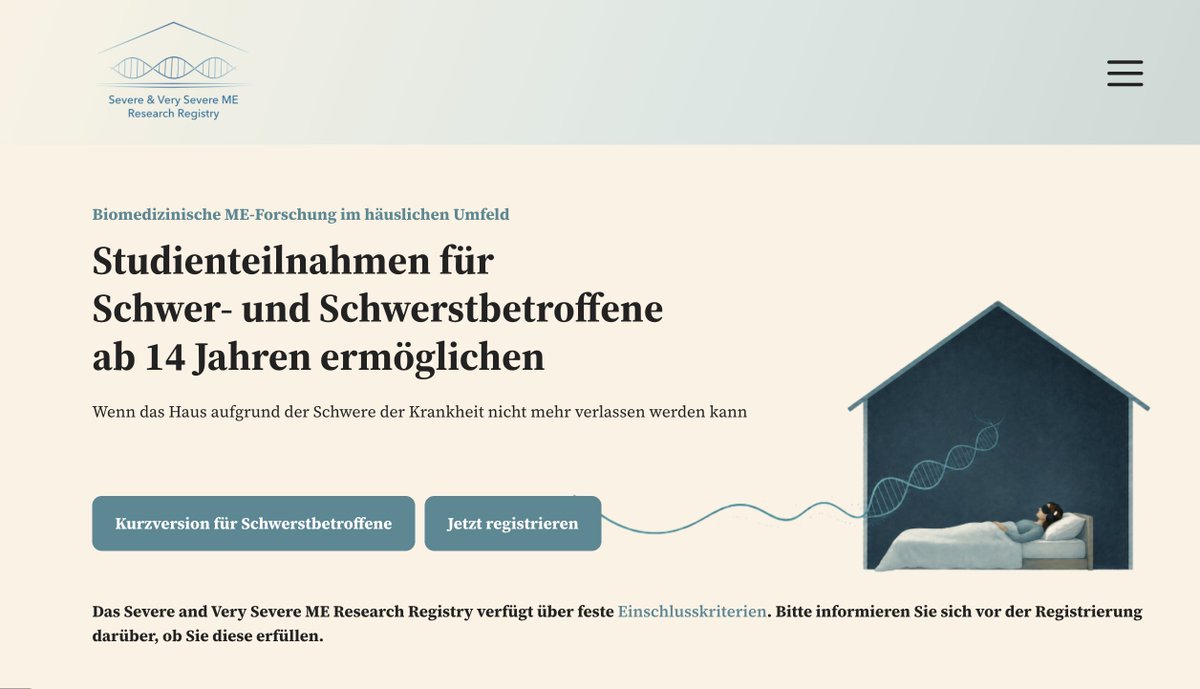 mecfsskeptic's tweet photo. 1) An initiative worth sharing: The Severe & Very Severe ME Research Registry.
It's a website that provides access to research for severely and severely affected ME/CFS patients from Germany, Austria and Switzerland (DACH region). https://t.co/vURQ92sR6j
