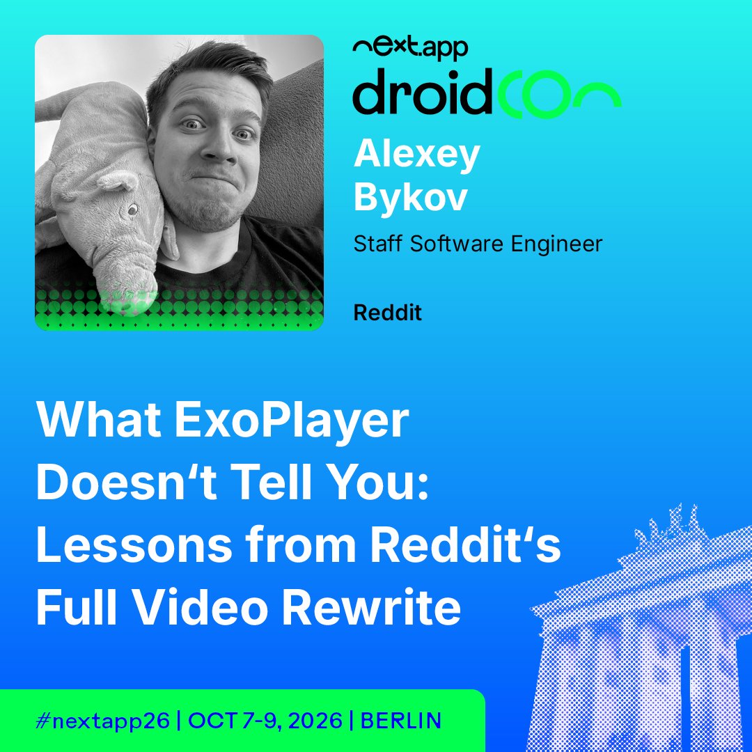 droidcon's tweet photo. ExoPlayer is powerful. The things it doesn't tell you will surprise you. 🎬

@nonewsss shares lessons from a full Android video rewrite at droidCon Berlin.

Learn more: https://t.co/siVc0fmdWC

#nextapp26 #AndroidDev https://t.co/lhqYsrWo92