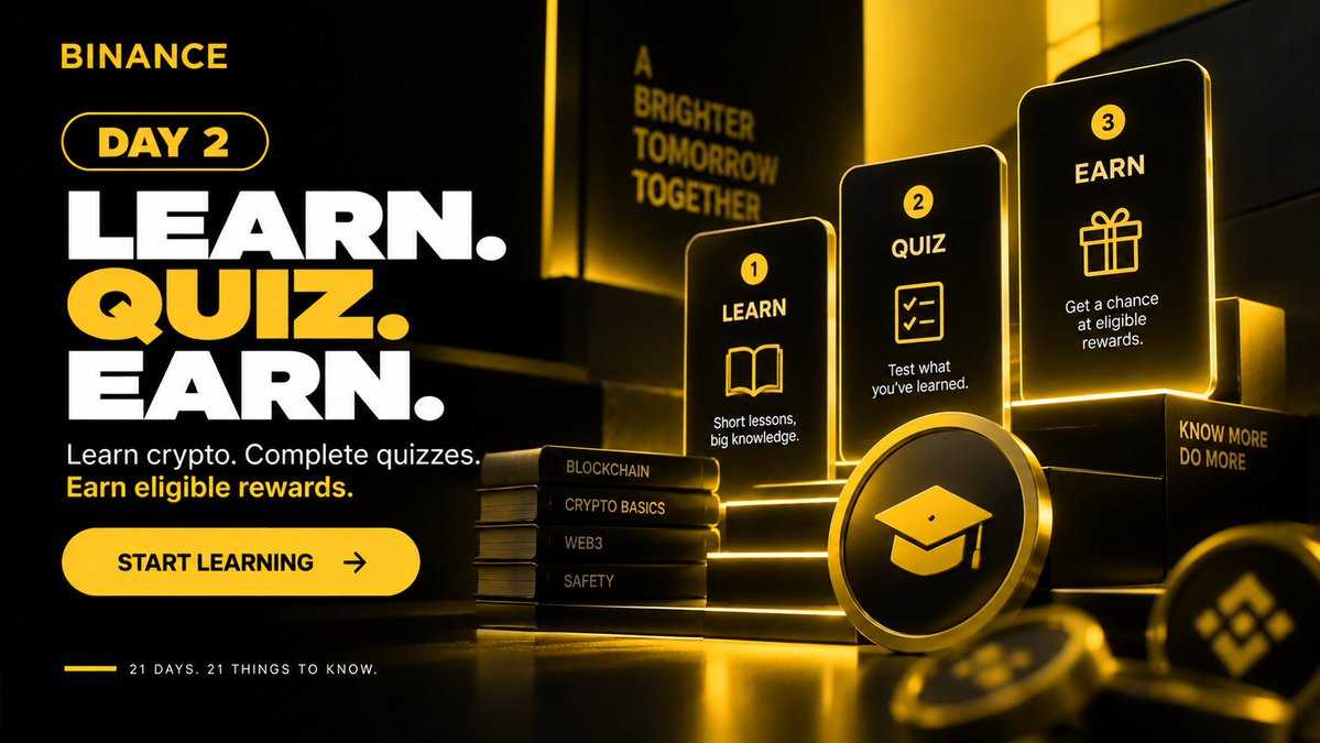 BinancePk's tweet photo. DAY 2 💛 | Binance Learn & Earn

Crypto seekhna sirf knowledge tak limited nahi.

Binance Learn & Earn par selected courses complete karein, quiz dein aur eligible activities mein crypto rewards earn karne ka chance paayein. 🎓

Har activity ki apni eligibility aur reward terms hoti hain, is liye participate karne se pehle details zaroor check karein.

Binance account nahi hai? Abhi banayein:
🔗 https://t.co/UlWq0CUvtK

🎁 $1,000 USDC mein se apna share jeetne ka chance!

@BinancePk ko follow karein aur is post ko RT karein.

21 days. 21 things to know. 💛