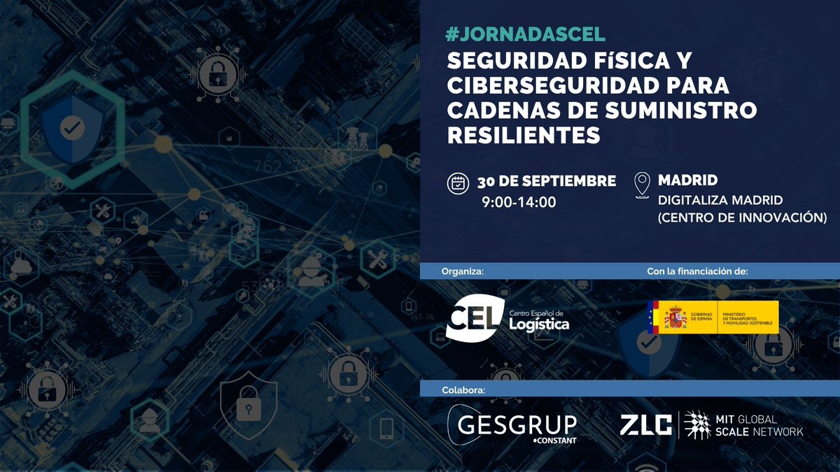infoGMV_es's tweet photo. Mañana 30 de septiembre, en la jornada del #CentroEspañolLogística #CEL, GMV hablará de #SeguridadFísica y #Ciberseguridad para #CadenasSuministro #Resilientes".
https://t.co/mzxRjIfRRa https://t.co/RLNsMWGcTX