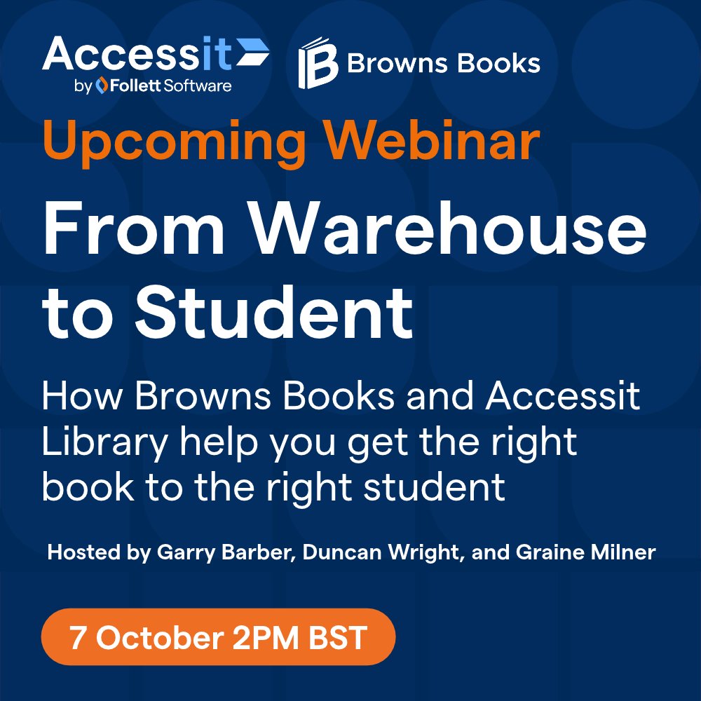 AccessitLib's tweet photo. Join us as we team up with Browns Books for a practical webinar exploring the  journey from discovering and selecting resources through to helping students access an accurate and accessible library collection. 📚✨

Register now 👇
https://t.co/LVZVNEF5pJ https://t.co/tkeCrlzj33
