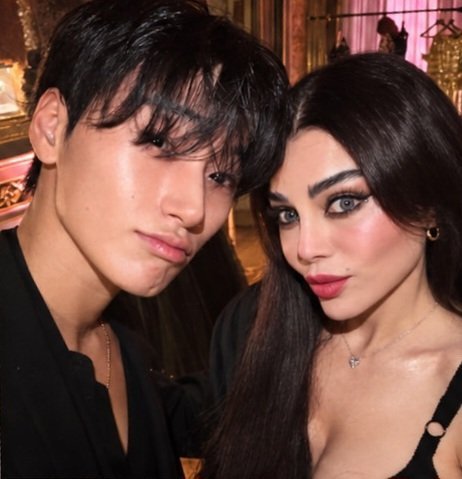 viraltakes's tweet photo. SAN of ATEEZ  alongside Haifa Wehbe for Dolce &amp; Gabbana. https://t.co/TQugeO3kv7