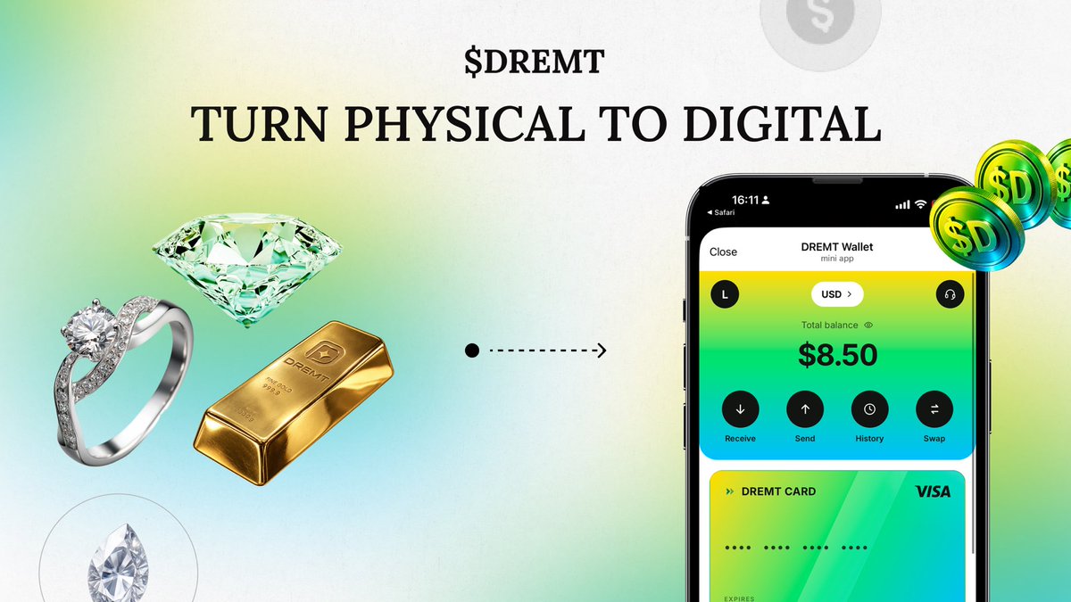 dremt_io's tweet photo. The entire financial world is shifting toward tokenization.

$DREMT is your gateway to turning physical property into digital assets on the blockchain.

We are making global commodity trade more open, fast, and secure than ever before.

Available on https://t.co/bcdHcdbV9Q 👈 https://t.co/AzxOw1WLeb