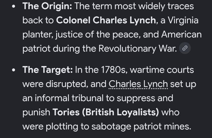 da_kummah's tweet photo. @Llghtnlng_Blade Funny is that it's not. It is rooted on Lynch's laws aimed to punish white british tories in the American Revolution. It passed to spanish in mid XIX century later on that century and in the early XX it gained racist undertones under the KKK lynchings. https://t.co/zYxSgnGnpp