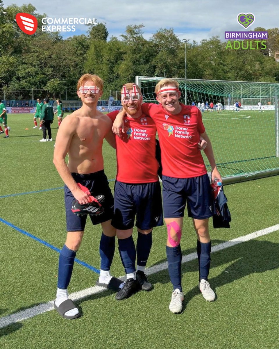 CommercialExp's tweet photo. England triumphed at the 2026 Transplant Sport Football World Cup in Frankfurt, beating Spain in the final. Proud of our charity partner, Birmingham Adult Transplant Sports Team: Rowan Caney (captain), Jon Bailey (goalkeeper), and Matt Marshall (Man of the Match in two games). https://t.co/FgP7lXAILL