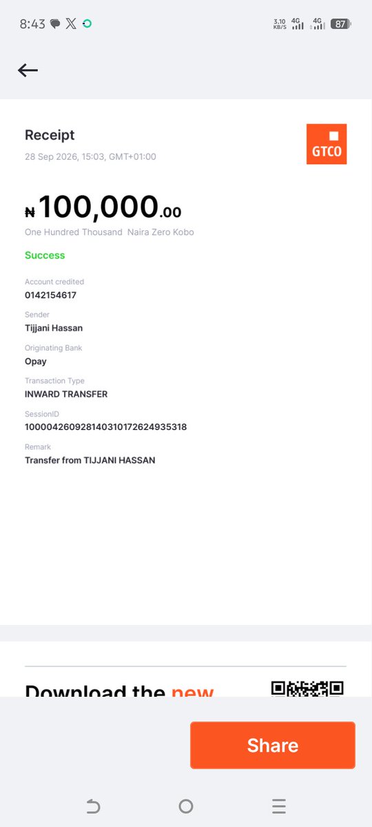 Barack_govt's tweet photo. Honestly, I had the shock of my life yesterday! 😳
I mistakenly transferred ₦100,000 to the wrong account instead of my OPay account. What happened next genuinely surprised me.
Tijani Hassan from Zaria, the recipient of the money, returned the entire ₦100,000 without hesitation or any hassle. 🙏🏽
In a world where honesty can sometimes feel rare, your action restored my faith in the goodness of people.
Tijani Hassan, I celebrate you all the way in Zaria! 👏🏽❤️

May your kindness, honesty and integrity return to you in multiple folds.
Thank you, brother! 🙌🏽
☎️ 08061253110