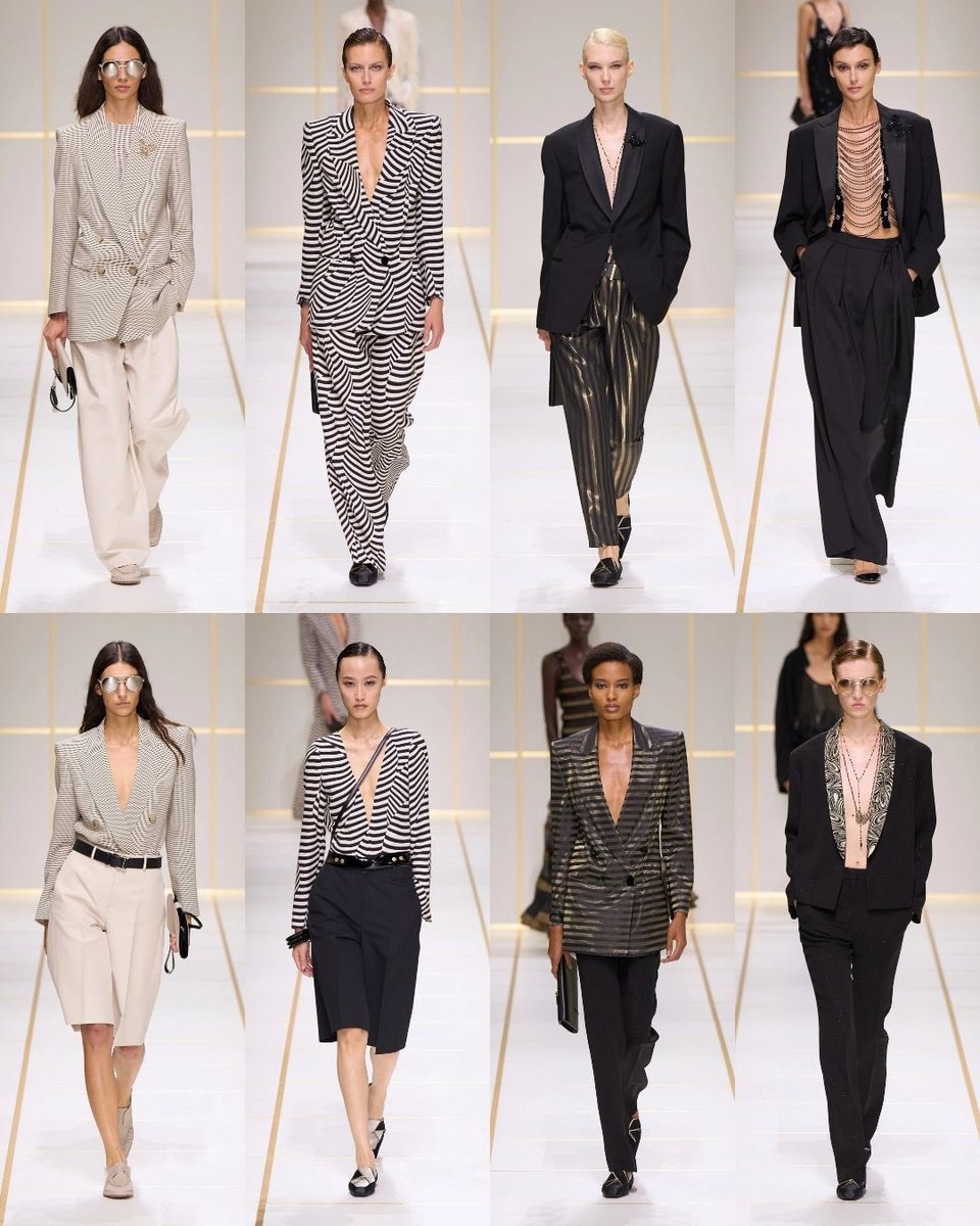 VogueThailand's tweet photo. #VogueFirstTake คอลเล็กชั่นรับลมร้อน 2027 ของ Giorgio Armani ใช้ชื่อสั้นๆ ทว่าทรงพลัง ‘Evolution’ สอดคล้องกับของที่ระลึกมาคู่กับบัตรเชิญเป็นชิ้นส่วนรูปทรงลูกบาศก์รูบิกสีขาวล้วน ซึ่งเปรียบเสมือนสัญญาณในการปรับเปลี่ยนโครงสร้างครั้งสำคัญ สำหรับ Silvana Armani หลานสาวผู้สานต่อมรดกจากมิสเตอร์ Giorgio Armani มองว่า การวิวัฒน์ ไม่ใช่การปฏิวัติ เพราะยังยึดมั่นในสุนทรียะเดิมของแบรนด์ แต่เปิดพื้นที่ให้มีวิวัฒนาการ เธอนำผ้าฝ้ายซึ่งเป็นสิ่งที่มิสเตอร์ Armani ไม่นิยมทำขึ้นรันเวย์สำหรับไลน์สุดหรู เพราะชอบเป็นการส่วนตัวและตั้งใจใช้สำหรับชิ้นงานเด่นๆ ทั้งกางเกงขากว้างทิ้งตัว กางเกงขาสั้นยาวถึงเข่าทรงหลวม จับคู่กับเสื้อวินด์เบรกเกอร์มีฮู้ดไปจนถึงแจ็กเก็ตเส้นไหล่เฉียบคมที่อิงดีไซน์จากคลังผลงานในยุค 1980s อย่างแจ็กเก็ตไหล่ตั้งคมชัดโดย Giorgio Armani ที่ Grace Jones สวมบนหน้าปกอัลบั้ม Nightclubbing ปี ค.ศ. 1981 แต่ถูกทอนลงและเน้นเส้นโค้งมนและการเว้าเพื่อเผยความเซ็กซี่ตามมุมมองของนักออกแบบ ‘ผู้หญิงเพื่อผู้หญิง’ #GIORGIOARMANI

ภาพ: Vogue Runway เรื่อง: Khanakon Phettrakul
