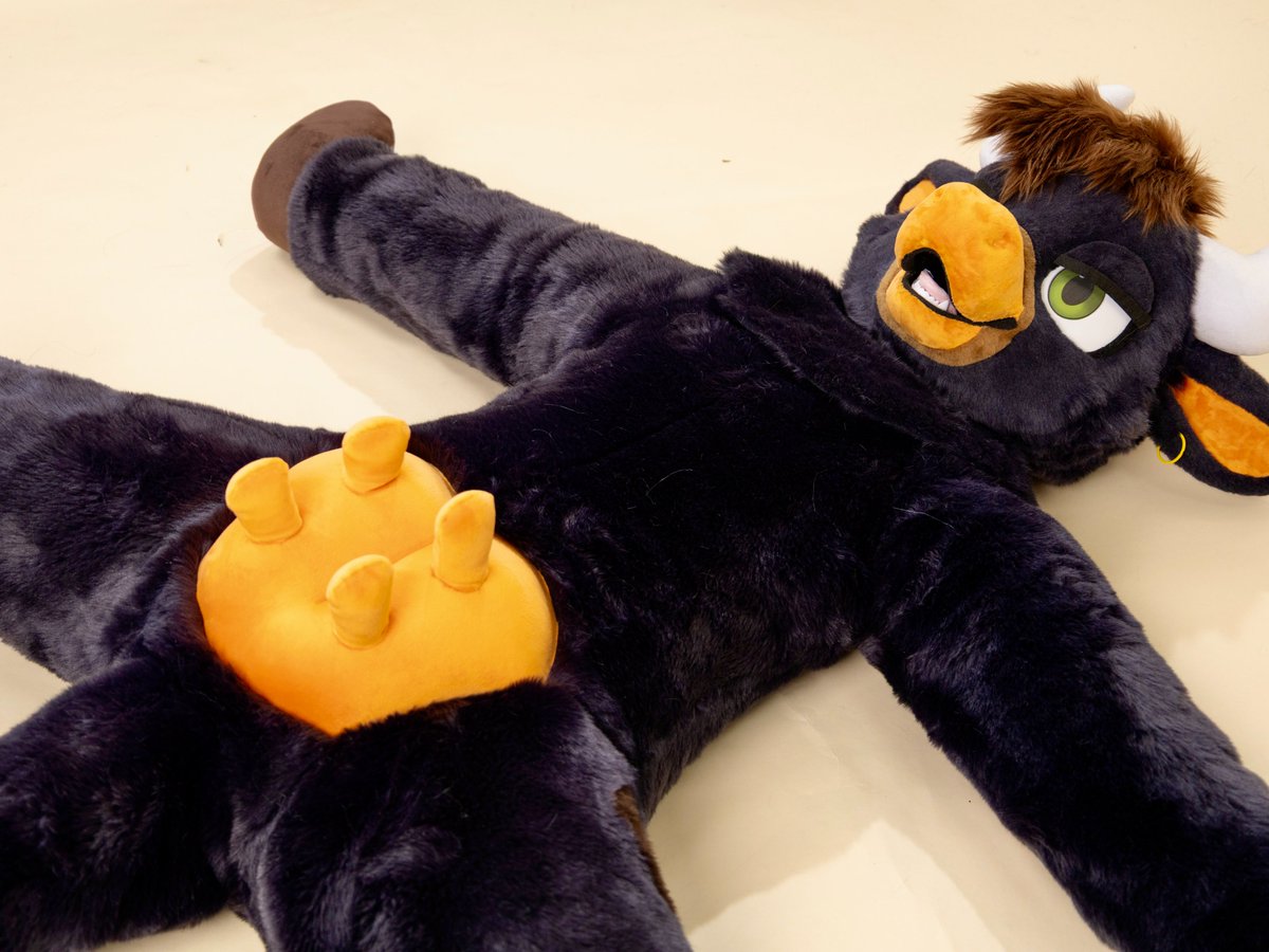 FurTasy_Pocky's tweet photo. EN｜Little Bull! 🐂
Don’t let that unimpressed expression fool you—
he might know exactly how much attention he’s getting. 🖤

🐄@SherbetToons

#Fursuit #Furry #Wolf #Carrot #FurryFandom #quadsuit #bitchsuit https://t.co/vQxssqw9Ec
