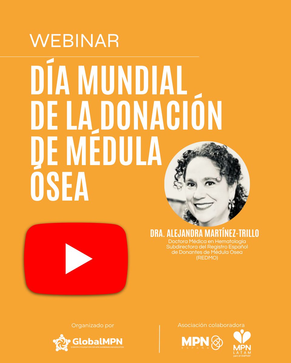 gmpnsf's tweet photo. 🧬 How is a compatible donor found?

Dr. Alejandra Martínez Trillo from REDMO explains HLA, CD34 cells, donation methods and the role of transplantation for selected people living with MPN.

▶️ Full webinar:
https://t.co/lIXY42lm4w

#BuildHopeMPN #MPN https://t.co/a5adCJL2to