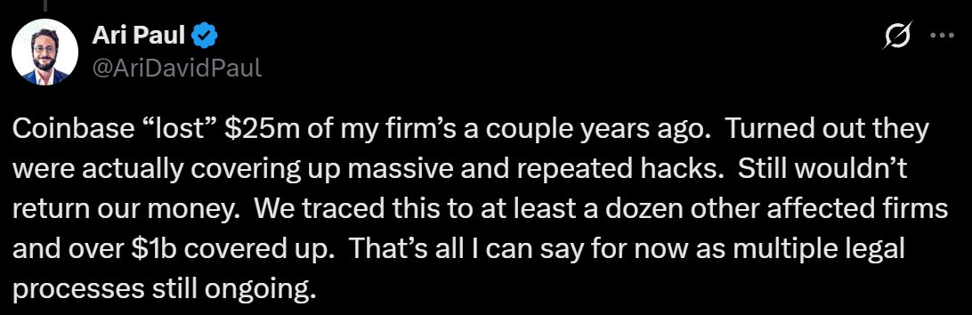 0xJezza's tweet photo. There are a great many stories just like this.

They will also demand proof of funds even if all gains were made on-chain, freezing your account.

They also sell your geolocation data to ICE.

I could continue but you get the jist.

Not a good platform, do not leave funds on there.