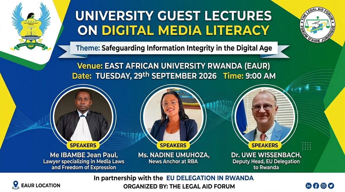 eaur_rw's tweet photo. Join us today at #EAUR Kigali campus at 10:00 AM for an engaging session on Freedom of Expression in the Digital Age and Foreign Information Manipulation and Interference (FIMI). https://t.co/x4fmgWAe7s