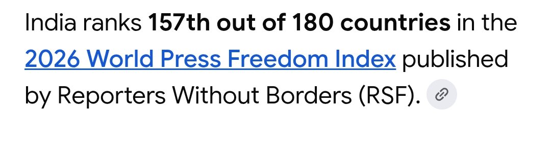 Genzism123's tweet photo. @AshutoshRanka @AishPaliwal Indian media ranks 157 out of 180 for a reason https://t.co/PT3alQM1h0
