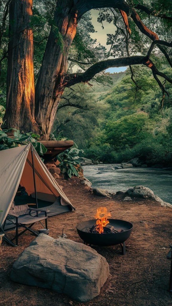 DesignWorld_x's tweet photo. Fire crackling, river humming, nowhere to be. 🔥🌲 https://t.co/Ueb35rEKMS