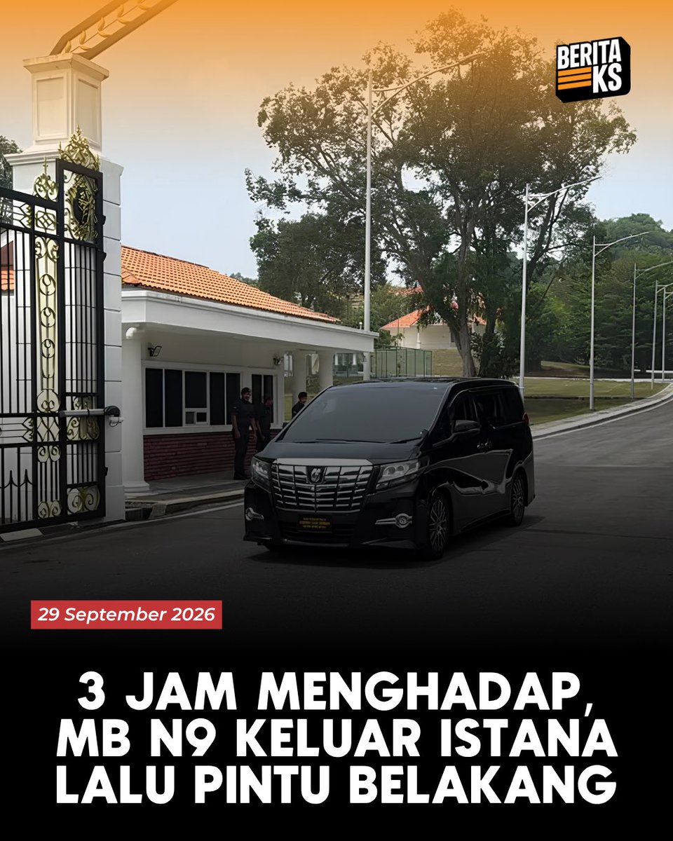 berita_ks's tweet photo. SEREMBAN, 29 Sep - Pertemuan Menteri Besar Negeri Sembilan, Dato’ Ismail Lasim dengan Yang di-Pertuan Besar Negeri Sembilan, Tuanku Muhriz Tuanku Munawir di Istana Hinggap, di sini, berlangsung hampir tiga jam, hari ini. https://t.co/qlQyWXCR95