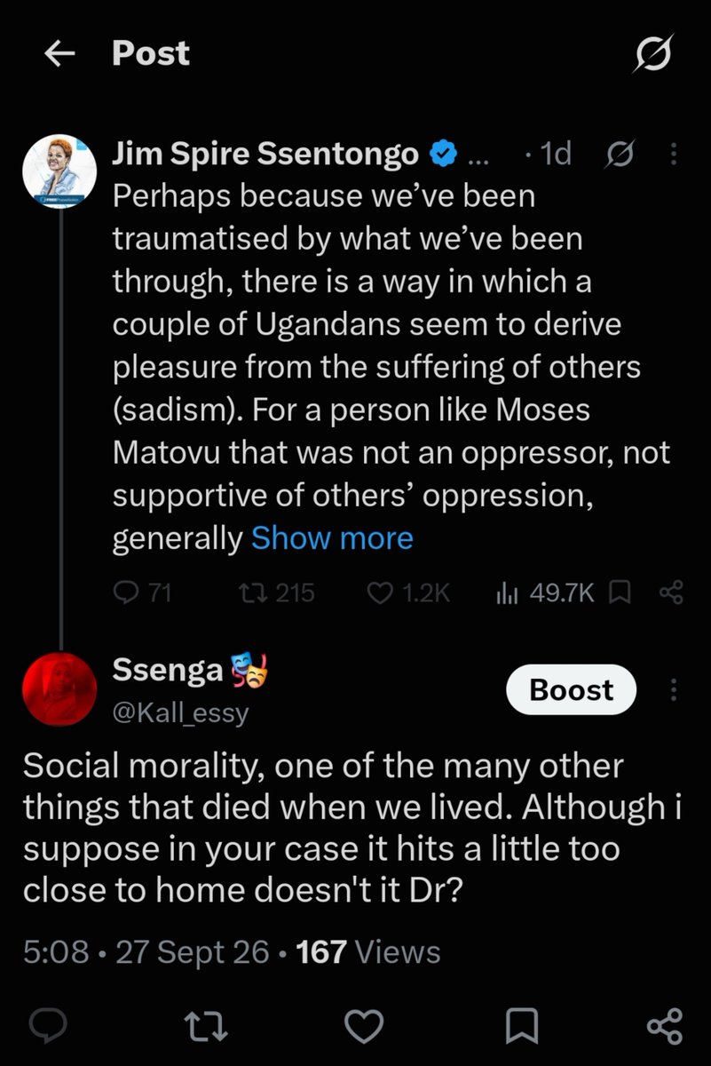 Kall_essy's tweet photo. Life is very ironic, Dr Spire has been a life long critic of Mr Museveni &amp; his government but he blocked me just because of this simple comment 🤭🤭🤭🤭 https://t.co/RgLTSu3XVP