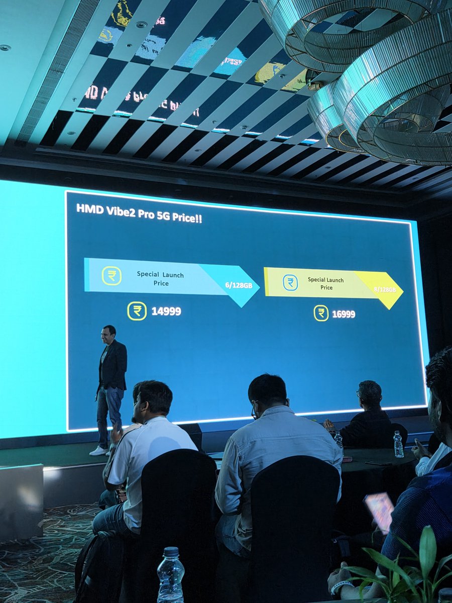 gogiinc's tweet photo. HMD Vibe 2 Pro launch in India.
3 colour options
Sony IMX 682 camera
Mediatek Dimensity 6300
6000 mAh battery, 33W
FHD+ 120Hz
Dual Speaker, Dual Mic
Rs. 14,999 onwards.
#HMD #VIBE2PRO https://t.co/qgyQxbzCT9