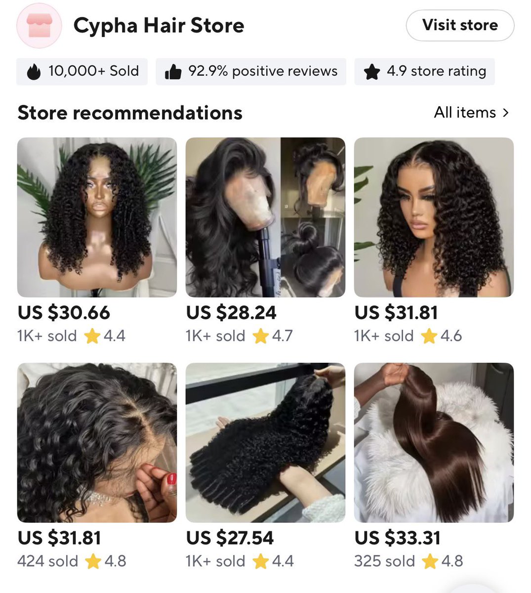 Justwandyy's tweet photo. If you shop on AliExpress, these are 4 stores I’ve found with really good human hair wigs starting from $19 😭 https://t.co/EWZKizKDx6