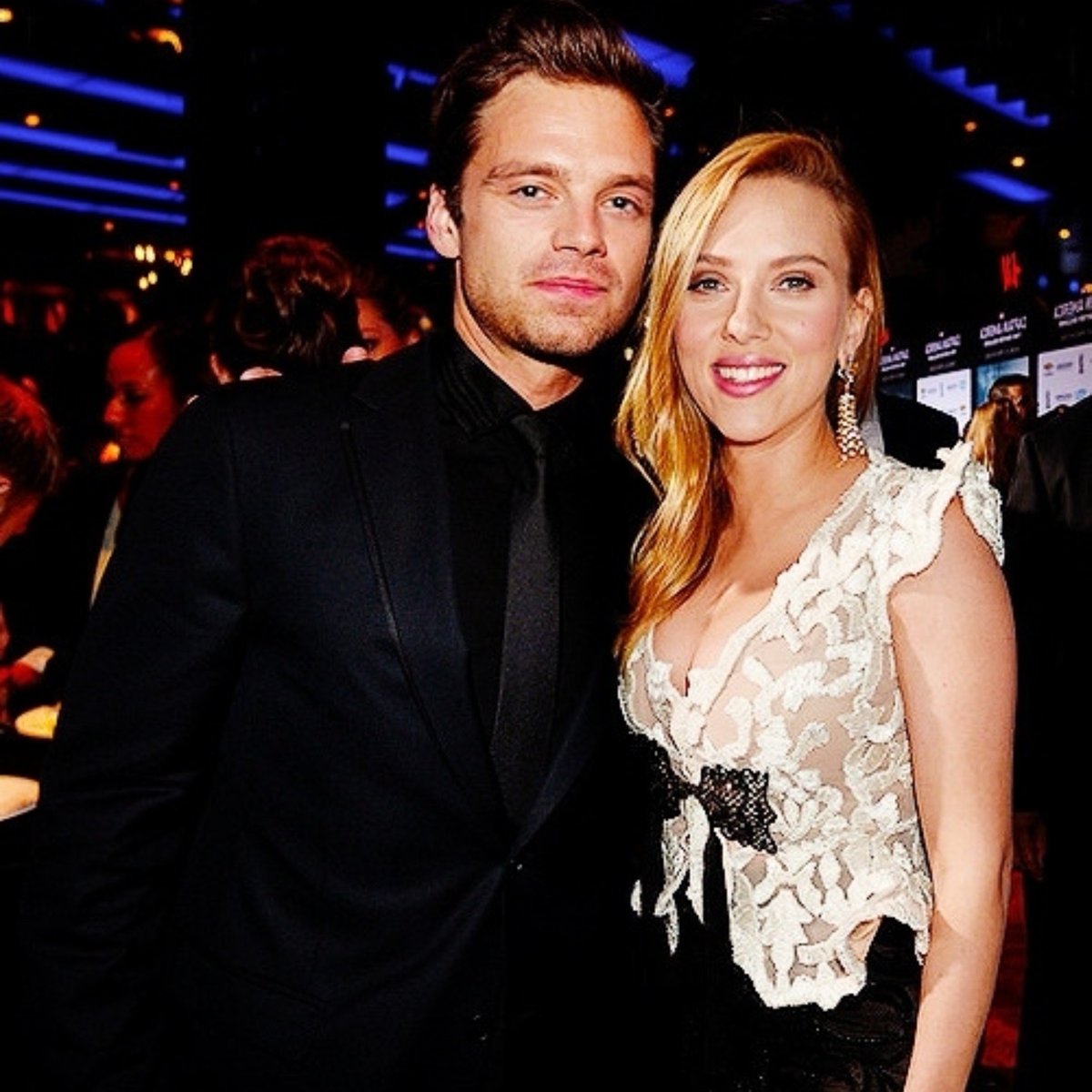 Cinema_says's tweet photo. Scarlett Johansson says she once had to “ride Sebastian Stan..” while filming a fight scene in Captain America: The Winter Soldier (2014).

Johansson recalled, "I have my legs wrapped round the Winter Soldier's head," while Stan tried to throw her off. 

She joked:

"It was so many hours of me... riding him like a mechanical bull. But not like in any way you'd imagine would be delightful — it was awful."

She said they eventually looked over at the producers and asked,

"Are you happy now? Do we have enough footage?" Their response was simply, "Looks great on camera!" 😂