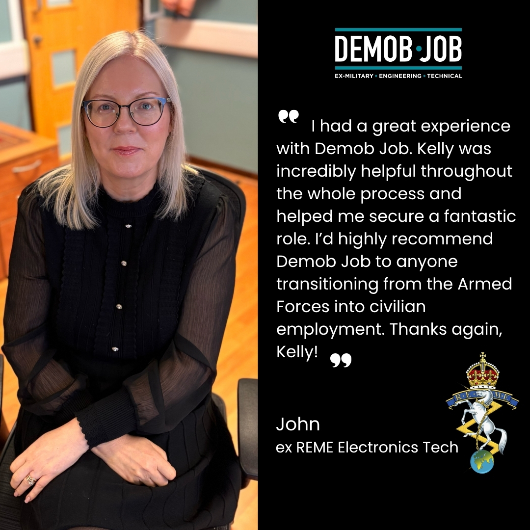 DemobJob's tweet photo. Another great placement, congratulations John and well done Kelly!  If you are leaving your military engineering career and looking for free job seeking support, just visit this link:
👉 https://t.co/0z5dduOEVB
#exmilitary #jobs #freesupport https://t.co/lLTkv71N3o