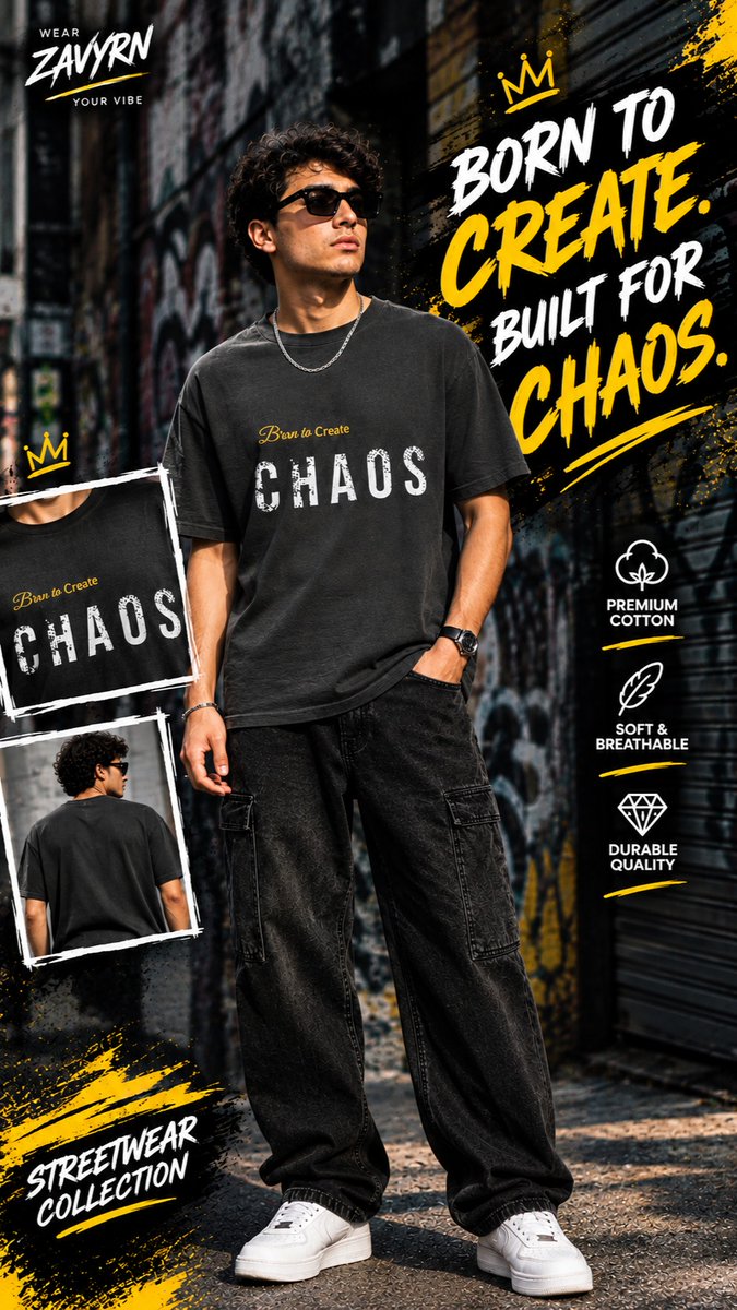 marius934's tweet photo. BORN TO CREATE. BUILT FOR CHAOS. 🖤🔥

Bold graphic. Oversized fit. Dark energy. ⚡

Made for the ones who create their own rules and never blend in. A black CHAOS graphic T-shirt built for the Gen Z / Y2K streetwear aesthetic. 🖤 Oversized fit
🔥 https://t.co/b7HdxJCnwl