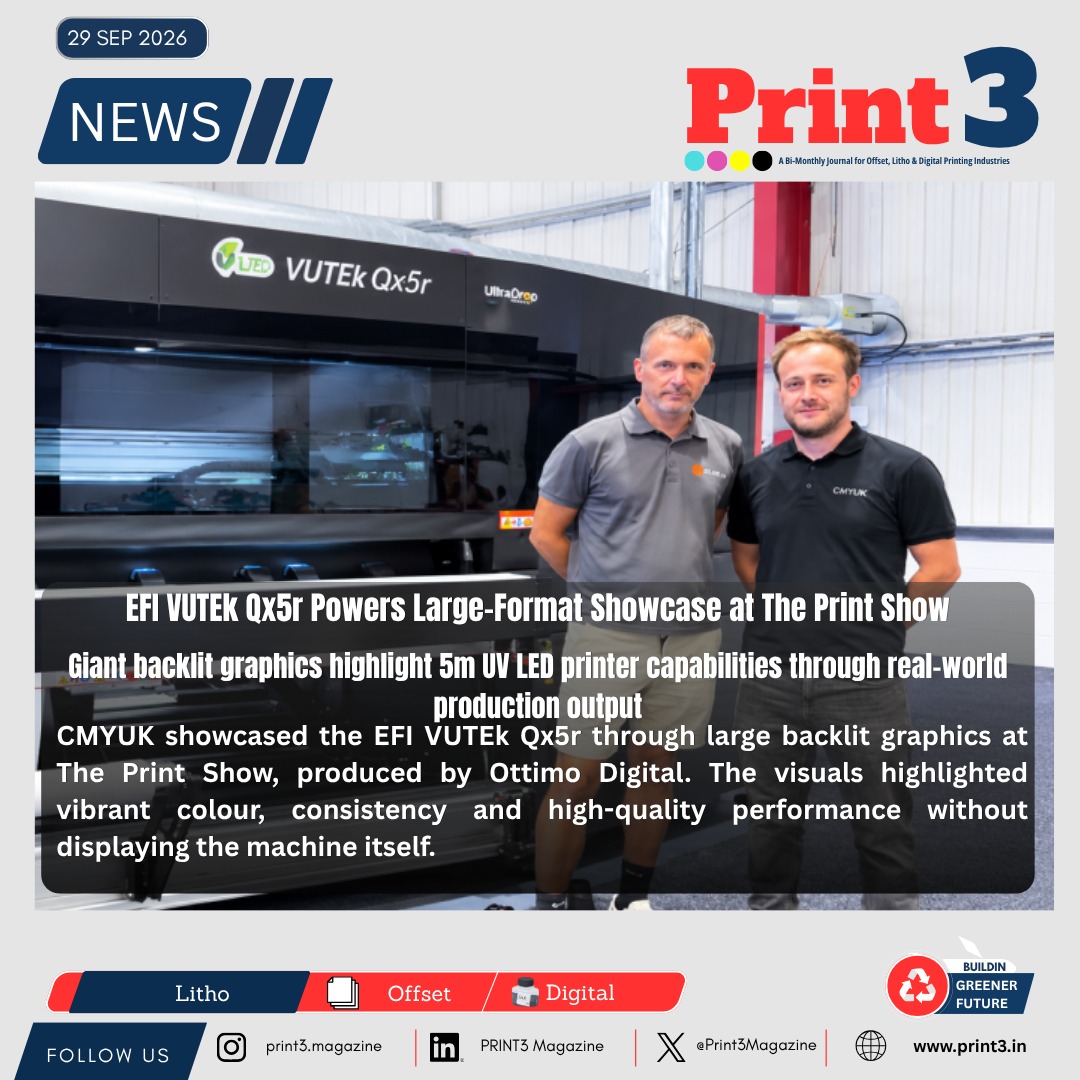 Print3Magazine's tweet photo. EFI VUTEk Qx5r delivers 5m showcase for CMYUK at The Print Show.
https://t.co/Bqe2c3Xuuz
#EFI #VUTEkQx5r #CMYUK #LargeFormatPrinting #UVLED #BacklitGraphics #PrintShow #DigitalPrinting #WideFormat #PrintInnovation https://t.co/3YT5JbPPH4