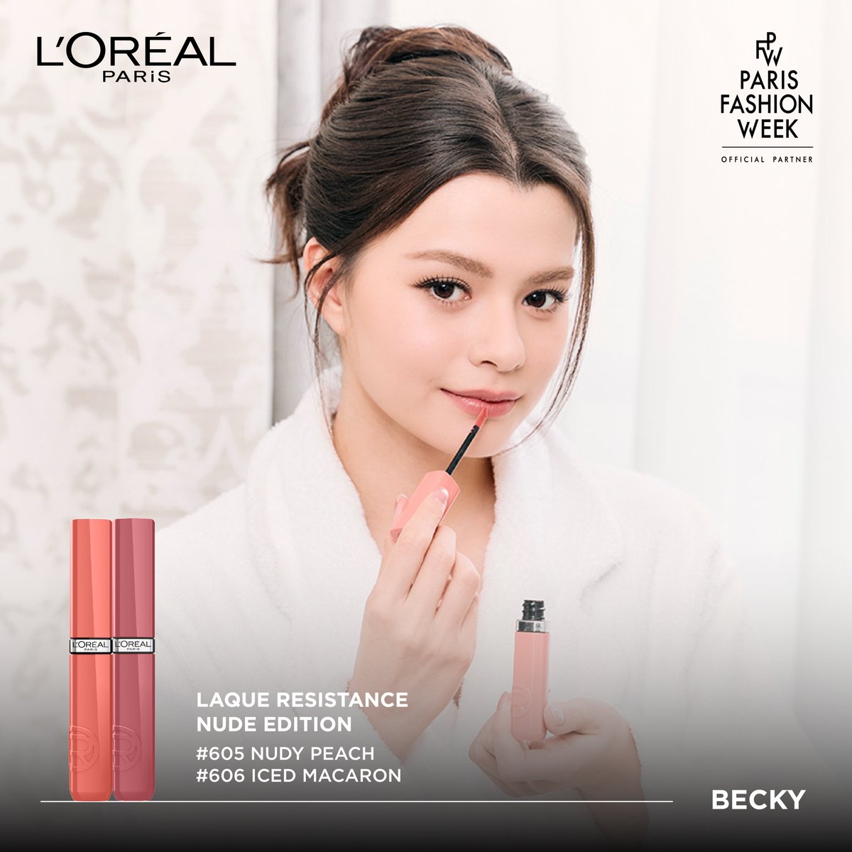 LOrealParisTH's tweet photo. 𝐁𝐞𝐟𝐨𝐫𝐞 𝐭𝐡𝐞 𝐫𝐮𝐧𝐰𝐚𝐲 𝐰𝐢𝐭𝐡 @AngelssBecky ✨

พาส่องลุคสุดแกลมของ ‘เบ็คกี้ รีเบคก้า’ ที่เปล่งประกายบนรันเวย์ 𝑳𝒆 𝑫é𝒇𝒊𝒍é 𝑳’𝑶𝒓é𝒂𝒍 𝑷𝒂𝒓𝒊𝒔 𝟐𝟎𝟐𝟔 พร้อมคอมพลีตเมคอัพลุคด้วย L’Oréal Paris

𝐆𝐞𝐭 𝐭𝐡𝐞 𝐥𝐨𝐨𝐤 💫
🤍 InfaillibleFresh Wear Cushion #12
🛒 ชอปเลย: https://t.co/J0WemsLg50
🤍 Infallible Laque Resistance #605 + #607
🛒 ชอปเลย: https://t.co/uk93zh4sn5
🤍 Telescopic Extensionist Waterproof Mascara
🛒 ชอปเลย: https://t.co/8cMZnhU7ec
🤍 Infaillible3-Second Setting Mist
🛒 ชอปเลย: https://t.co/0tViXuV9u6

#LEDEFILELOREALPARIS #WALKYOURWORTH
#WORTHIT #LOREALPARISMAKEUP #Makeup