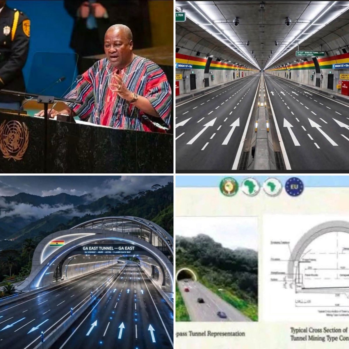 nyavorx's tweet photo. The Government of Ghana is going to construct a 2.7-kilometre tunnel (Accra bypass tunnel) as part of the Abidjan-Lagos ECOWAS road.

This is the alignment of the ECOWAS Road on the stretch in Ghana.

Starting at the Aflao side (Volta Region):
- Akanu / Aflao- main border post (Ketu North)
- Denu
- Akatsi
- Dabala
- Sogakope / Kasseh
- Sege
- Dawhenya
- Tema
- Accra - Tetteh Quarshie Interchange area

The Tunnel Section (Greater Accra to Eastern Region):
- After Accra, it goes through Adenta
- Ga East - TUNNEL ENTRANCE
- 2.7km - 3km under the tunnel
- / Aburi / Akuapem South - TUNNEL EXIT

This tunnel is to avoid the steep Aburi hills and protect the forest reserve. It will be the first long road tunnel in Ghana.

Then Central / Western Region to Elubo:
- Winneba Junction
- Apam Junction
- Mankessim
- Saltpond
- Cape Coast
- Yamoransa
- Sekondi-Takoradi
- Agona
- Esiama / Daboase
- Apimanim Junction
- Elubo - border with Côte d'Ivoire 

In total, the government said it affects 32 communities in 6 regions

The whole Ghana part is divided as:
- Lot 1: Elubo - Apimanim (110km)
- Lot 2: Apimanim - Cape Coast - Accra - Akatsi - Akanu (466km)

Note 📝: The ECOWAS Road will not pass through the old N1 that we use today, which is Winneba → Kasoa → Weija → Accra → Tema

The new highway would bypass Accra at about 15km east of Winneba, and would continue across the Akuapim range to Miotso and then through the Volta Region to Akanu. One of the objectives is to provide an expressway with little or no congestion.

The design of the road is currently ongoing and is likely to be announced in the next annual budget for the year 2027.