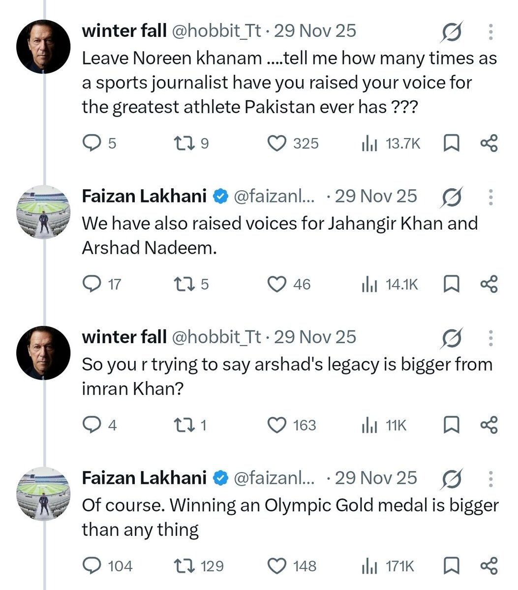 vanillasky458's tweet photo. Remember when Faizan said Arshad Nadeem has a bigger legacy than Imran Khan? https://t.co/JoipwV1TUd