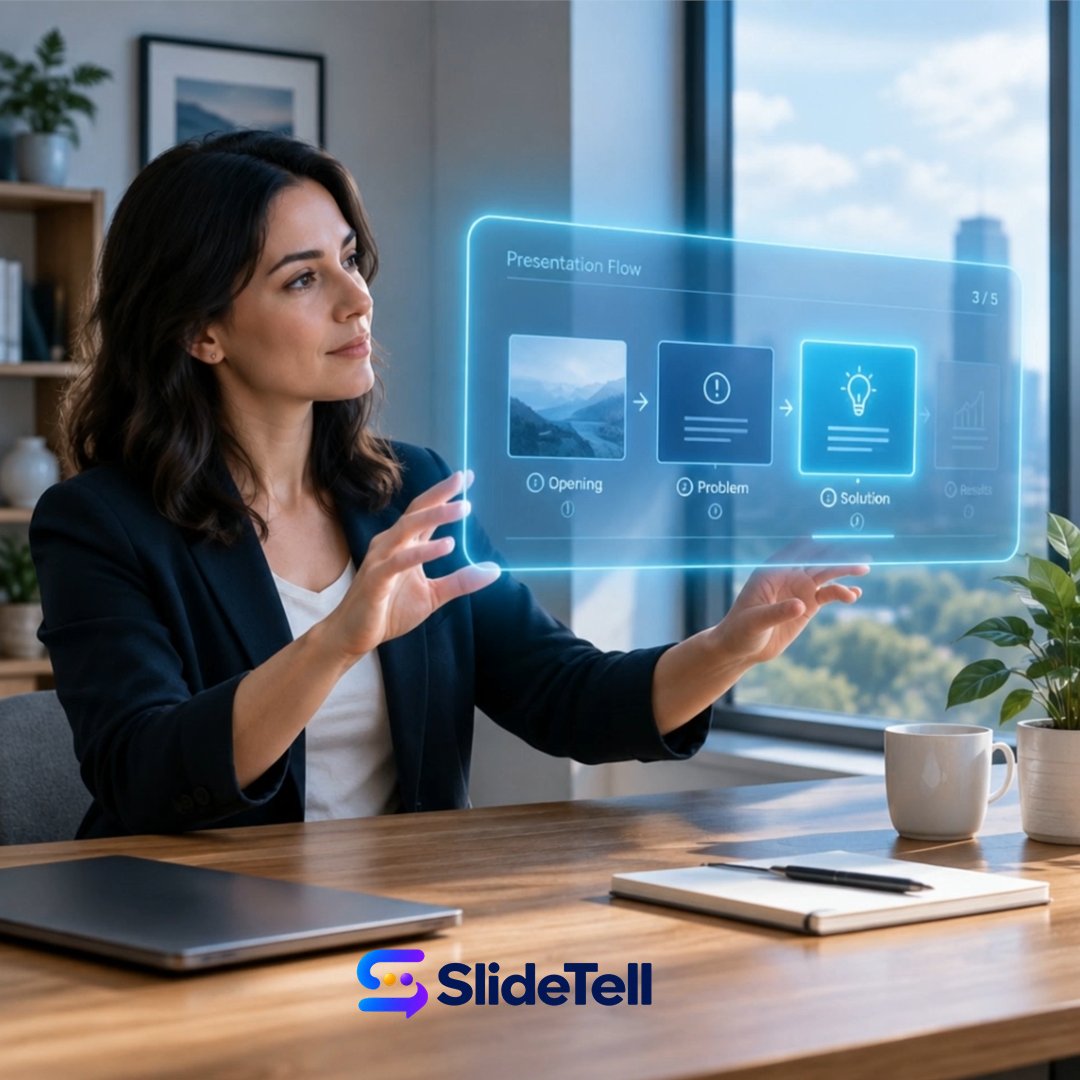 SlideTellApp's tweet photo. “You stay in control” only matters in the room. On SlideTell, Free keeps every slide under your hands with curated themes. On Pro, AI can help draft a deck — but you still edit, present, and own the narrative. → https://t.co/xLVtZqadda https://t.co/4WT9XXxW69