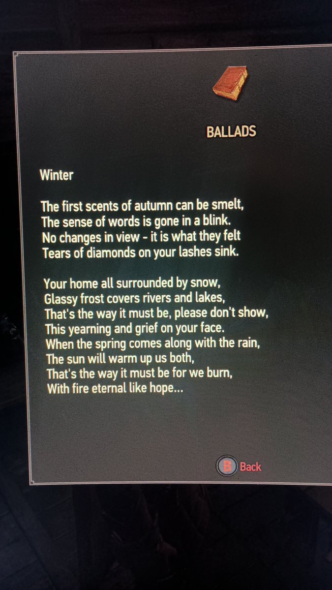 MaxxOverdrive9's tweet photo. Never read this in @CDPROJEKTRED 's #witcher3 until now. Well damn. 🔥 https://t.co/g3HjYxLsaO