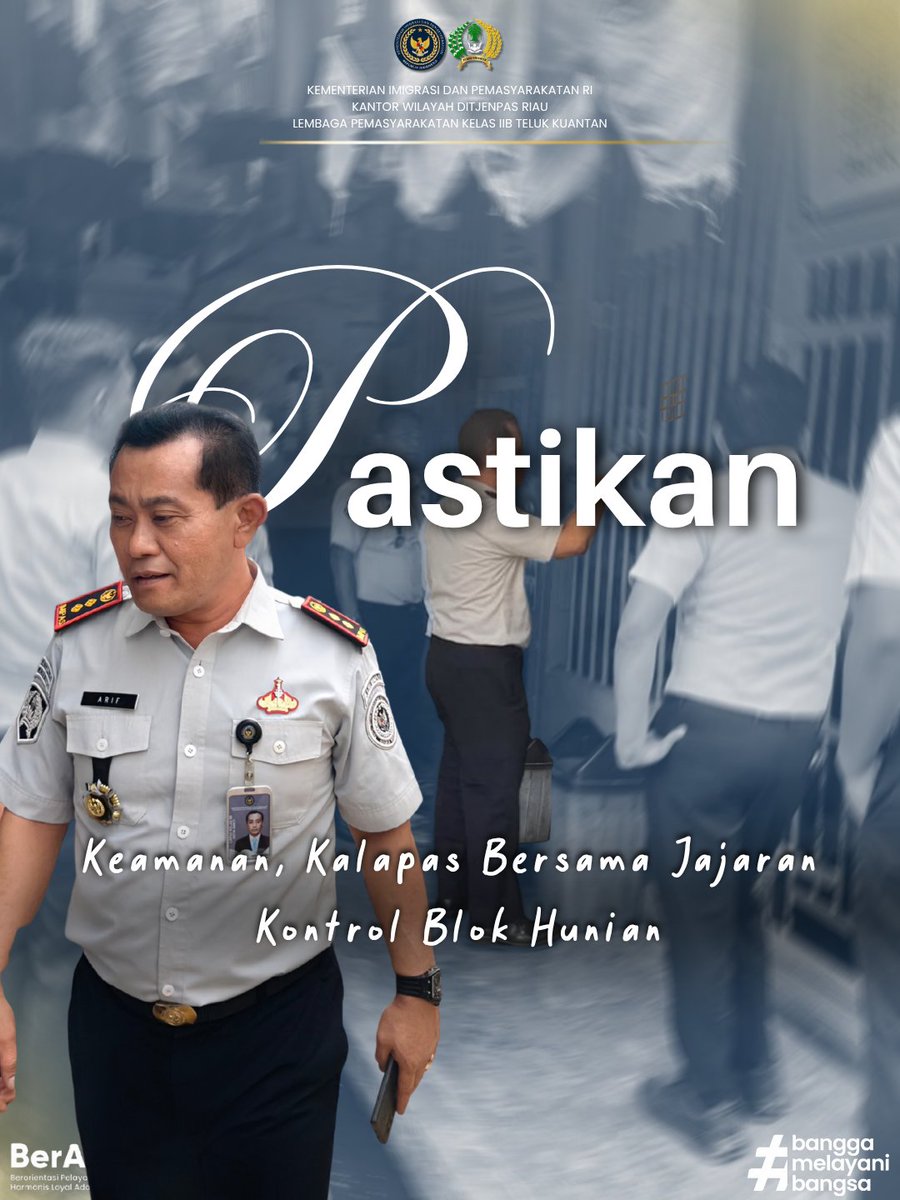 HumasLapasTelku's tweet photo. Pastikan Keamanan, Kalapas Bersama Jajaran Kontrol Blok Hunian

Teluk Kuantan — Kepala Lembaga Pemasyarakatan Kelas IIB Teluk Kuantan bersama jajaran melaksanakan kontrol langsung ke area blok hunian warga binaan sebagai upaya memastikan situasi keamanan dan ketertiban. https://t.co/QREvdsUQku