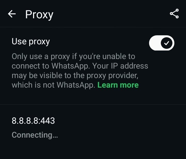jayhemz's tweet photo. You can prevent WhatsApp from receiving messages by going to proxy in your WhatsApp settings, setting up a nonexistent IP such as 8.8.8.8, and switching the toggle on.

For some of us who want to still have access to certain conversations or have notes sent to ourselves, but don't want new messages to come in, this is your best bet. Technically keeps you off WhatsApp.

Meanwhile, you can logout in the new WhatsApp update. Just that many don't know this trick.