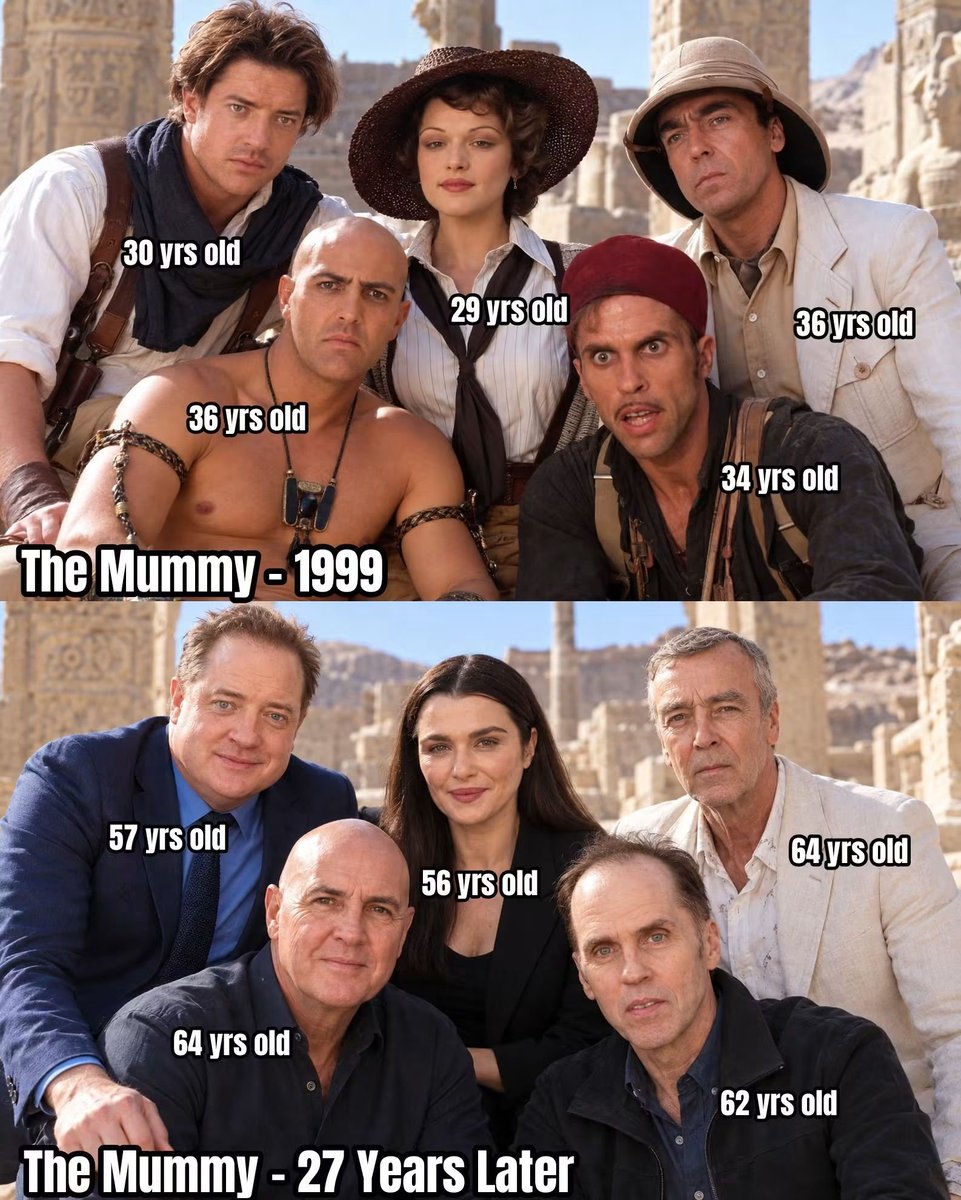 SceneinCinema's tweet photo. The cast of ‘THE MUMMY’ 27 years apart. https://t.co/vJUBqxQYXO